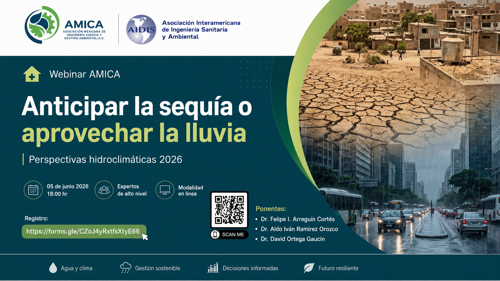 Banner del webinar Anticipar la sequía o aprovechar la lluvia